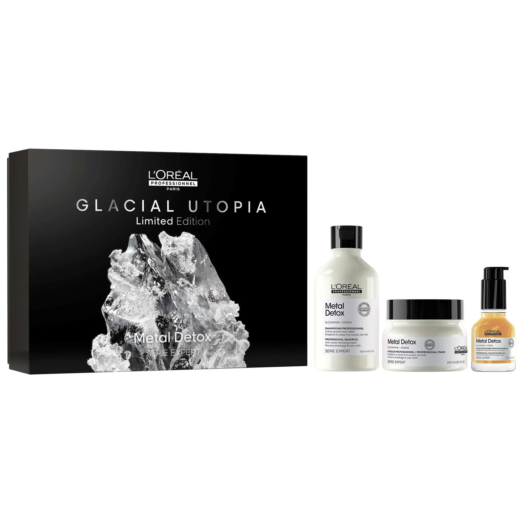 L`Oreal Professionnel Metal Detox Trio сет - шампон за прочистување на металот во косата по боење или осветлување 300мл + маска за прочистување на металот во косата по боење или осветлување 250мл + концентрирано масло за нега на коса 50мл 3