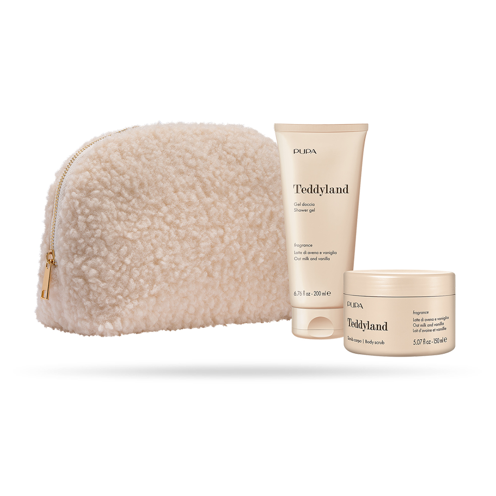 PUPA Teddyland Oat Milk and Vanilla пилинг за тело гел за туширање 200ml + пилинг за тело 150ml 1