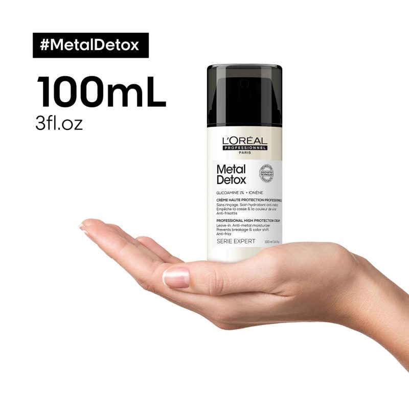 L`Oreal Professionnel Metal Detox заштитна крема без одмивање која го контролира frizz-от и спречува кршење и промена на бојата 100мл 2