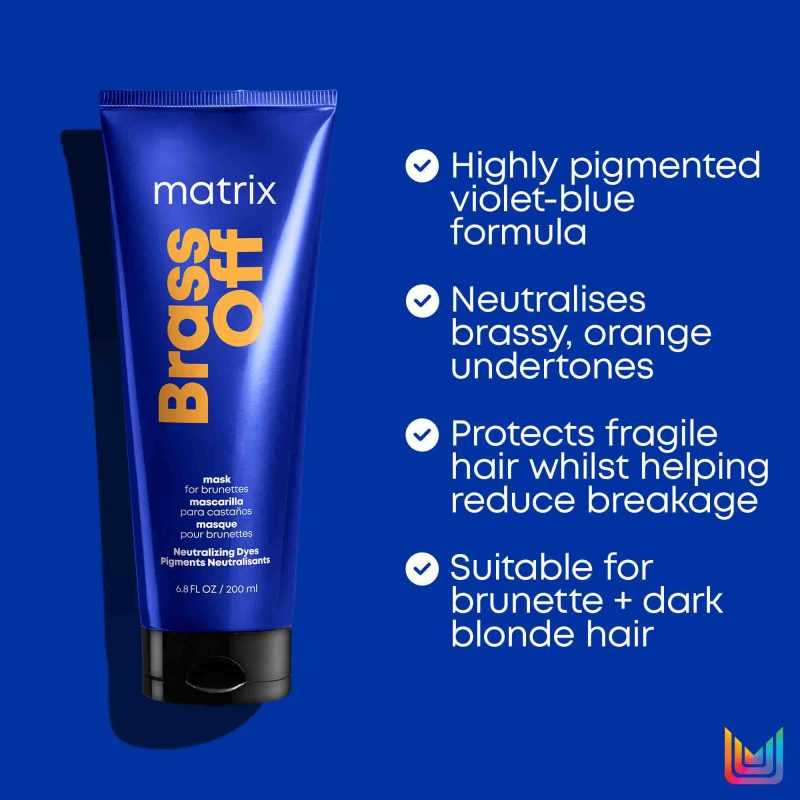 Matrix Brass Off неутрализирачка маска за отстранување на бакарните тонови кај бринета коса 200мл 4