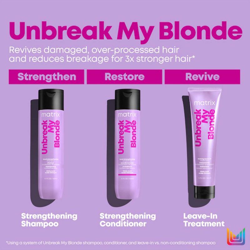 Matrix Total Results Unbreak My Blond зацврстувачки регенератор за нега на руса коса 300мл 5 Matrix Total Results Unbreak My Blond зацврстувачки регенератор за нега на руса коса 300мл 4