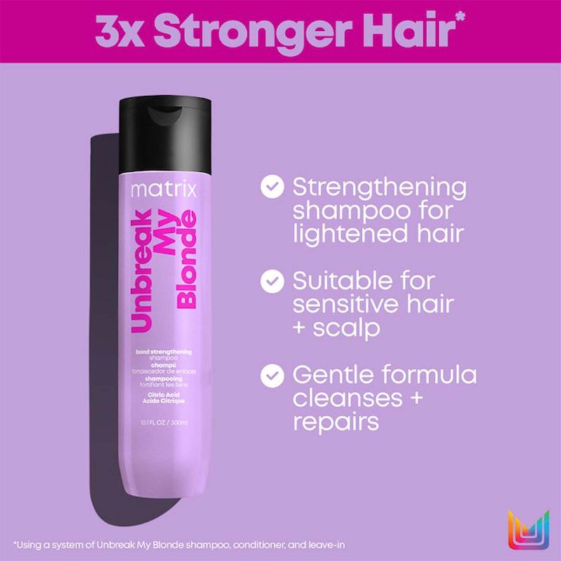 Matrix Total Results Unbreak My Blond зацврстувачки шампон за нега на руса коса 300мл 5 Matrix Total Results Unbreak My Blond зацврстувачки шампон за нега на руса коса 300мл 4