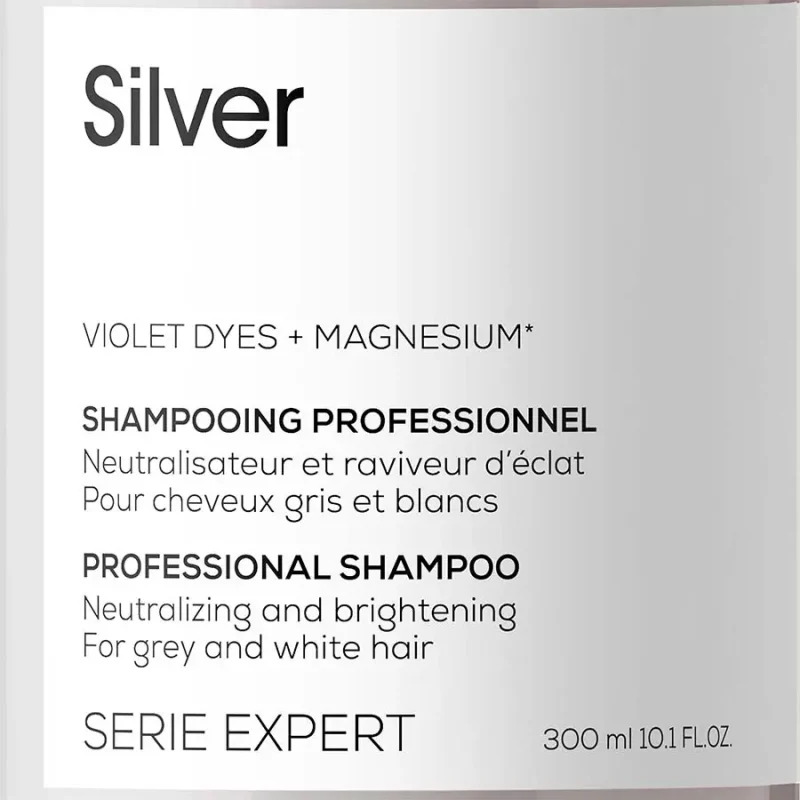 L`Oreal Professionnel Serie Expert Silver неутрализирачки и осветлувачки шампон за сива и бела коса 300мл 6