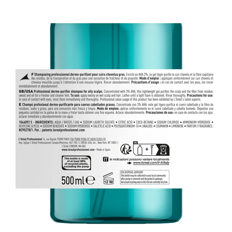L'Оreal Professionnel Scalp Advanced Anti-Oiliness шампон прочистување на скалпот, против маснотии 300мл 4