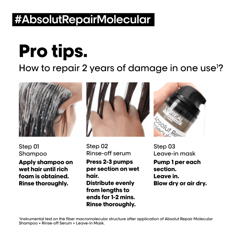 L'Оreal Professionnel Absolut Repair Molecular маска без одмивање за обновување на молекуларната структура на влакното 100мл 8