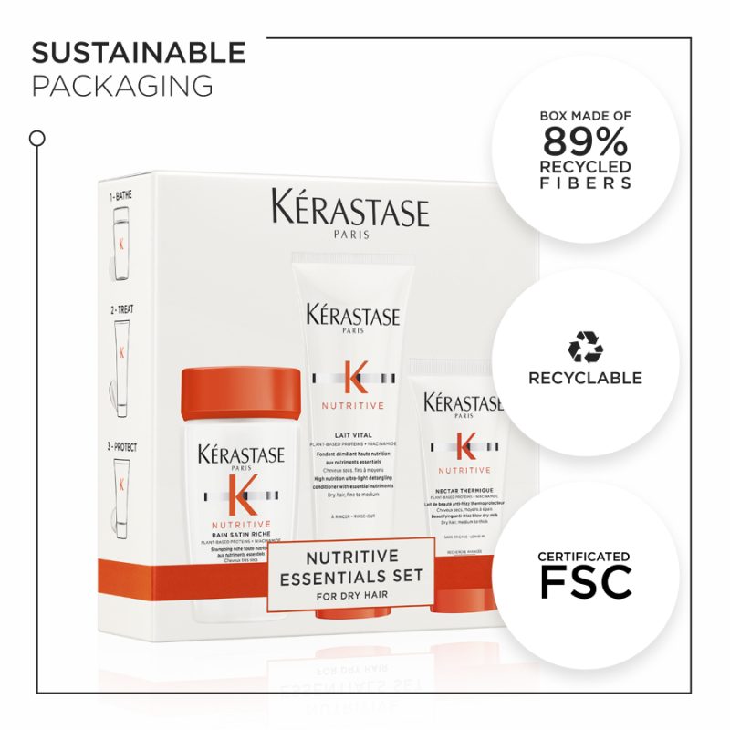 Kérastase Nutritive Essentials сет за нега на сите типови сува коса: Bain Satin Riche високонутритивен шампон со есенцијални нутриенти за многу сува коса 80ml + Lait Vital високонутритивен ултра-лесен балсам 75ml + Nutritive Nectar Thermique разубавувачко anti-frizz млеко за суво средно до дебело влакно 50ml 11 Kérastase Nutritive Essentials сет за нега на сите типови сува коса: Bain Satin Riche високонутритивен шампон со есенцијални нутриенти за многу сува коса 80ml + Lait Vital високонутритивен ултра-лесен балсам 75ml + Nutritive Nectar Thermique разубавувачко anti-frizz млеко за суво средно до дебело влакно 50ml 10