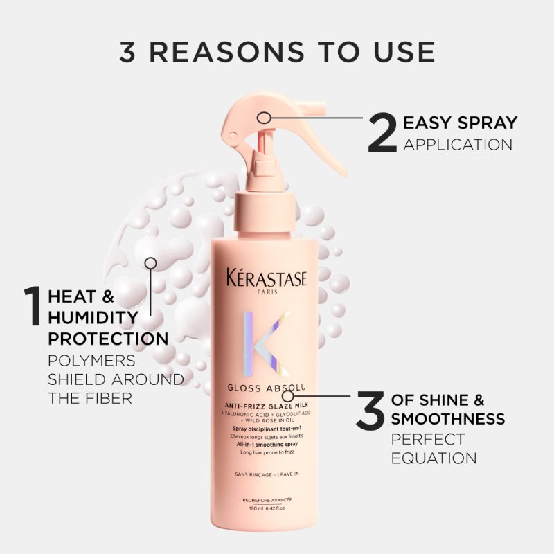 Kérastase Gloss Absolu Anti-Frizz Glaze Milk млеко во спреј за поттикнување сјај на долга коса склона кон frizz 190мл 10
