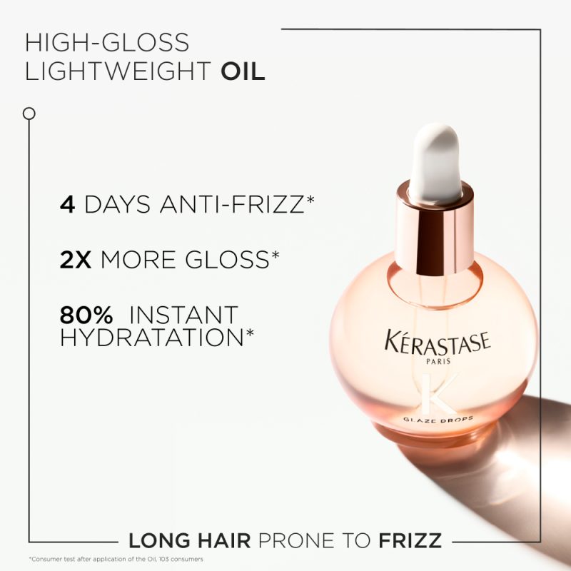 Kérastase Gloss Absolu Glaze Drops масло за поттикнување сјај на долга коса склона кон frizz 45мл 3 Kérastase Gloss Absolu Glaze Drops масло за поттикнување сјај на долга коса склона кон frizz 45мл 2