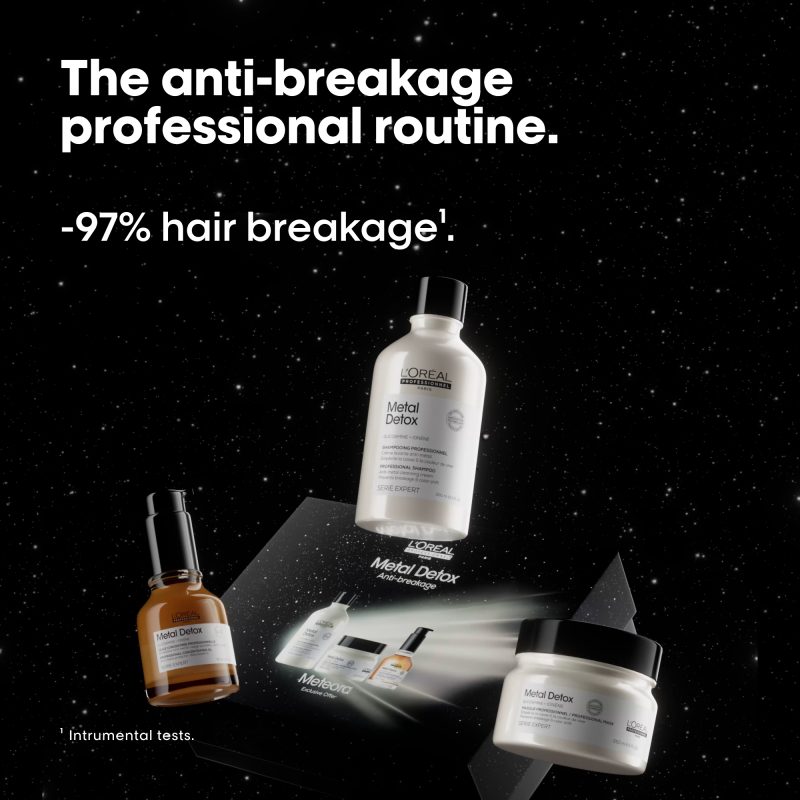 L’Oréal Professionnel Serie Expert Metal Detox шампон за прочистување на металот во косата по боење или осветлување 300ml + Serie Expert Metal Detox маска за прочистување на металот во косата по боење или осветлување 250ml + Serie Expert Metal Detox концентрирано масло за нега на коса 50ml 4