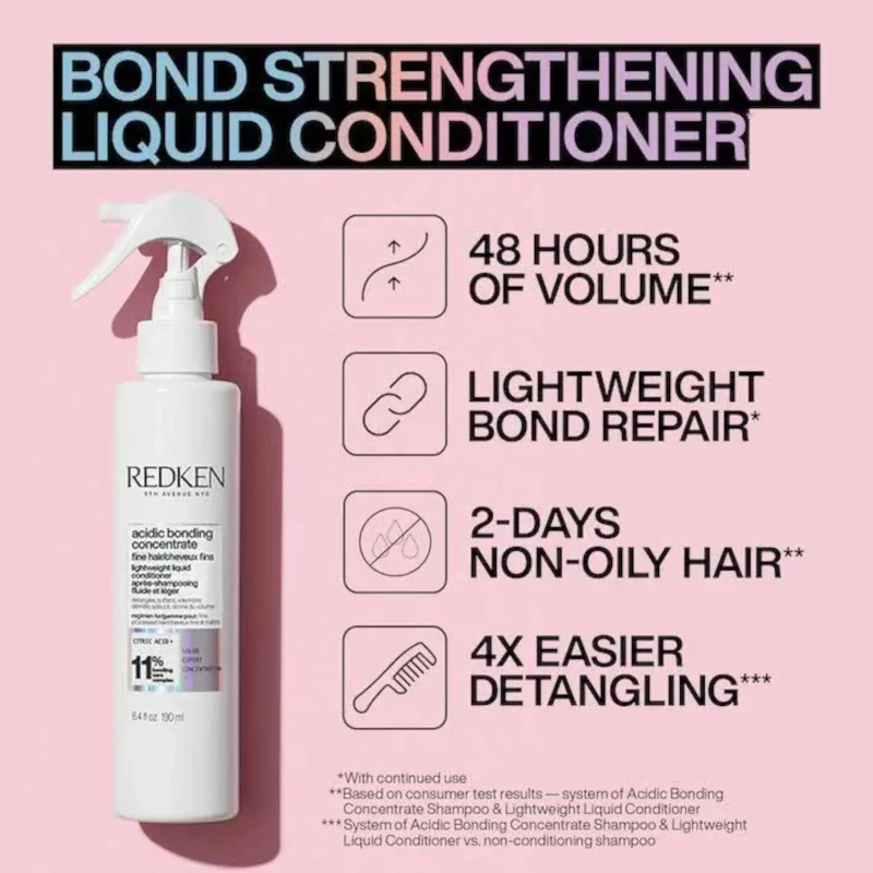 Redken NYC Acidic Bonding Concentrate Lightweight Liquid Conditioner лесен течен балсам за оштетена коса и испукани влакна 190мл 6