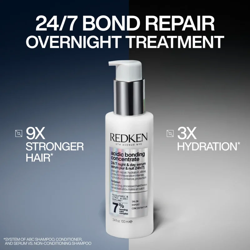 Redken NYC Acidic Bonding Concentrate 24/7 Night & Day Serum ноќен серум за обнова на оштетена и процесирана коса 100мл 8