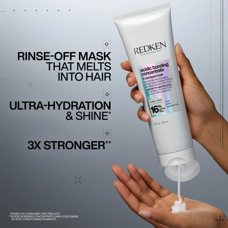 Redken NYC Acidic Bonding Concentrate 5-min Liquid Mask течна маска без сулфати за длабока хидратација и обнова 250мл 4