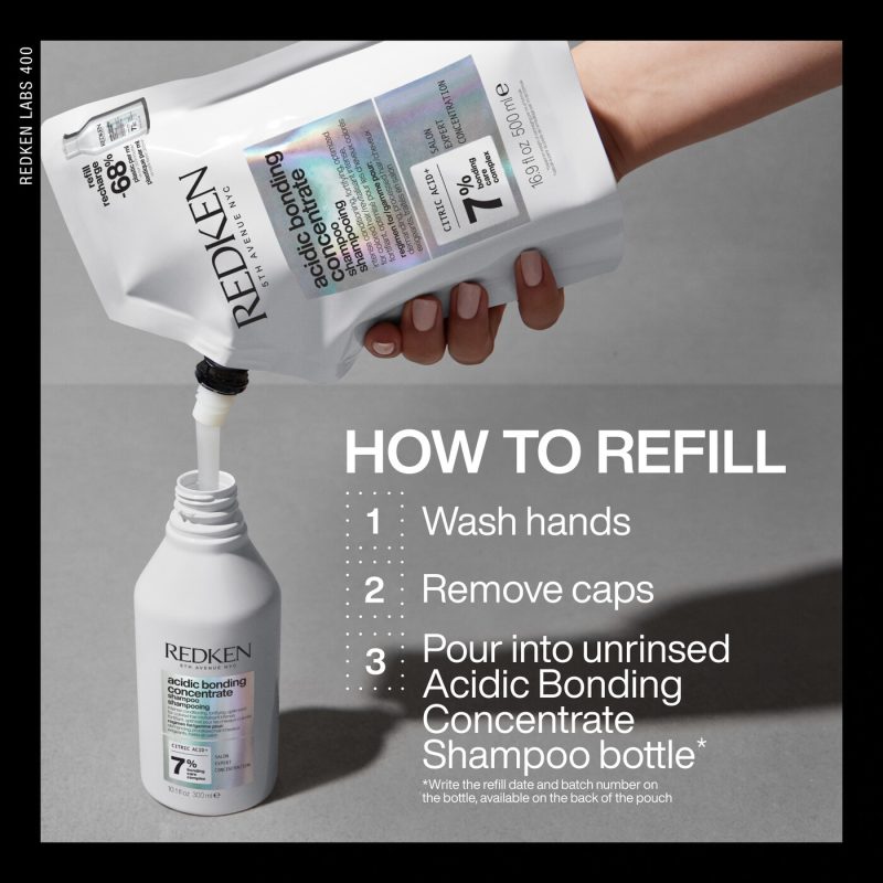 Redken NYC Acidic Bonding Concentrate шампон за оштетена коса и испукани влакна Refill 500ml 16