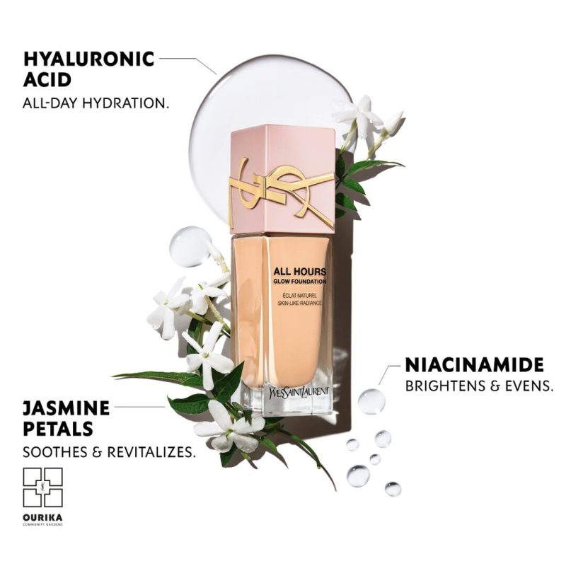 Yves Saint Laurent All Hours Glow Foundation течна пудра со сјаен завршеток 6