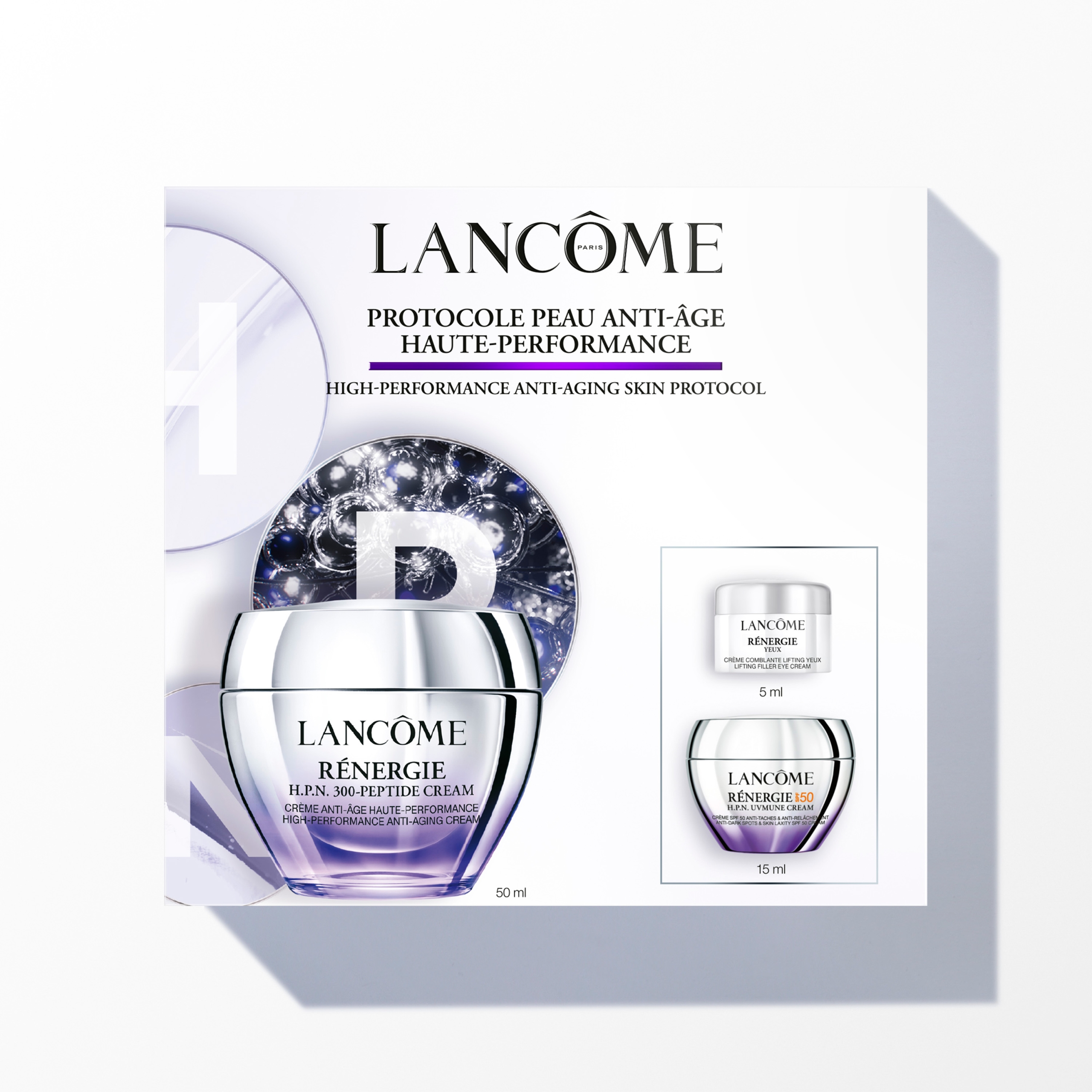 Lancôme Rénergie H.P.N. 300-Peptide Cream Set: Rénergie H.P.N. 300 Peptide Cream 50ml + Rénergie H.P.N. UVMUNE Cream SPF50 - 5ml + Rénergie Eye Cream 5ml 1