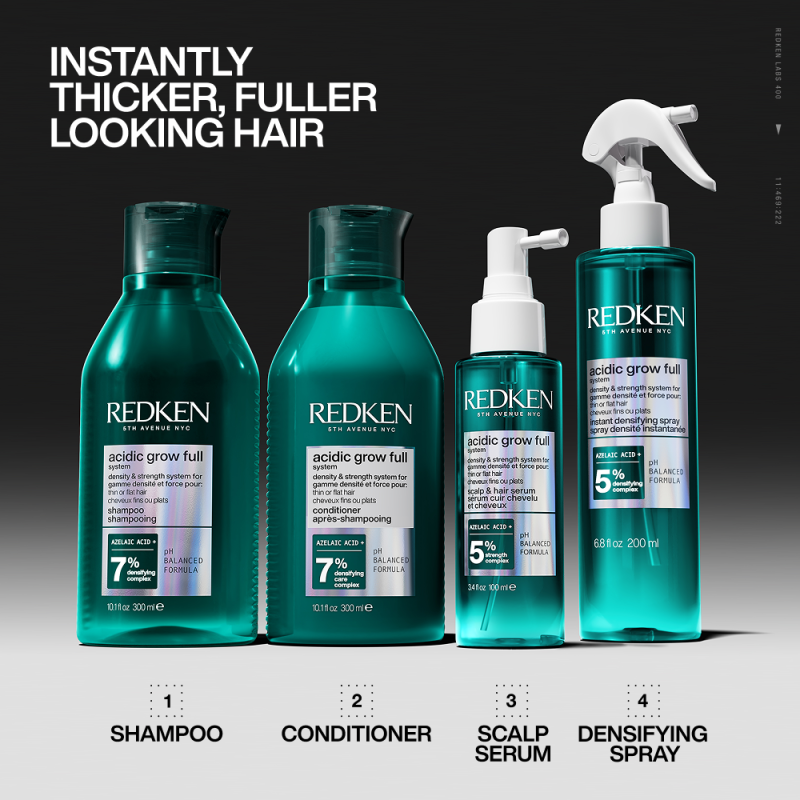 Redken NYC Acidic Grow Full System Instant Densifying Spray инстантен згуснувачки спреј без одмивање за тенка или сплескана коса 190ml 12