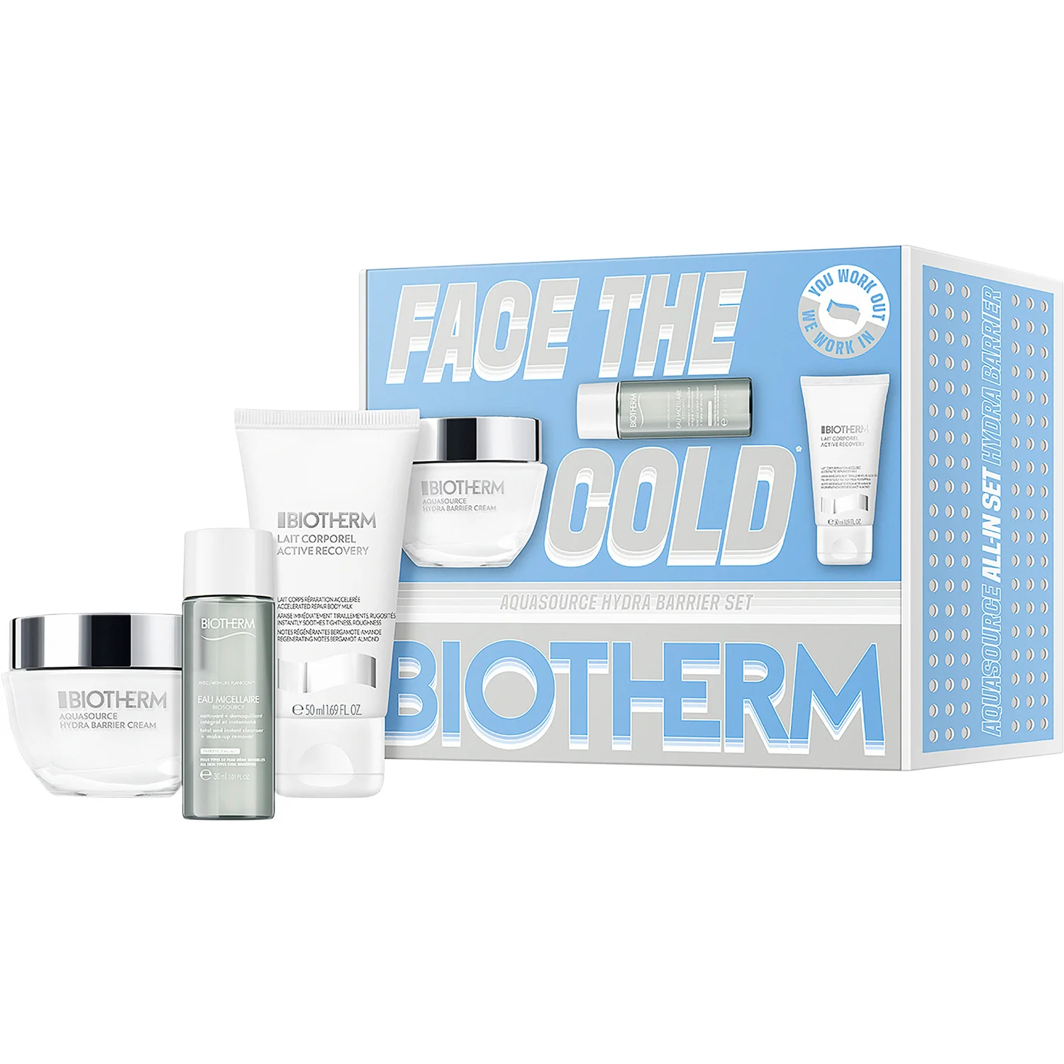 Biotherm Aquasource Hydra Barrier Set: Hydra Barrier Cream 50ml + Lait Corporel Active Recovery 50ml + Eau Micellaire Biosource 30ml 1
