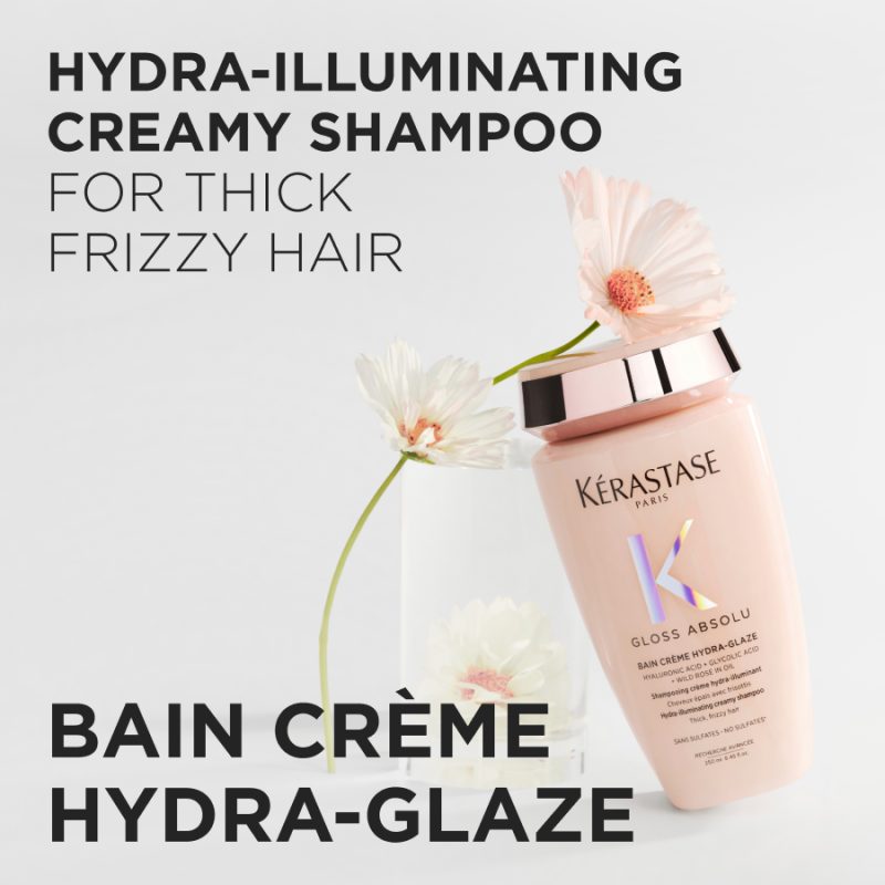 Kérastase Gloss Absolu Bain Crème Hydra-Glaze Anti-Frizz Shampoo шампон со висока сјајност за нормална до густа коса склона кон frizz 3 Kérastase Gloss Absolu Bain Crème Hydra-Glaze Anti-Frizz Shampoo шампон со висока сјајност за нормална до густа коса склона кон frizz 2