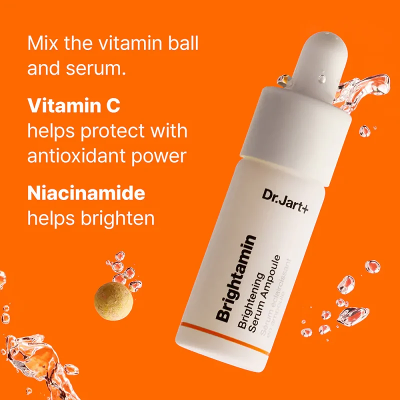 Dr.Jart+ Brightamin Brightening Serum Ampoule осветлувачки серум со ниацинамид и витамин Ц 8ml 12