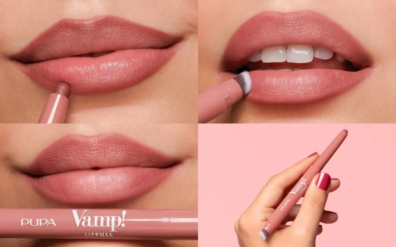 PUPA Vamp! LipFull молив за усни со вграден кабуки апликатор за блендање 0,8g 2