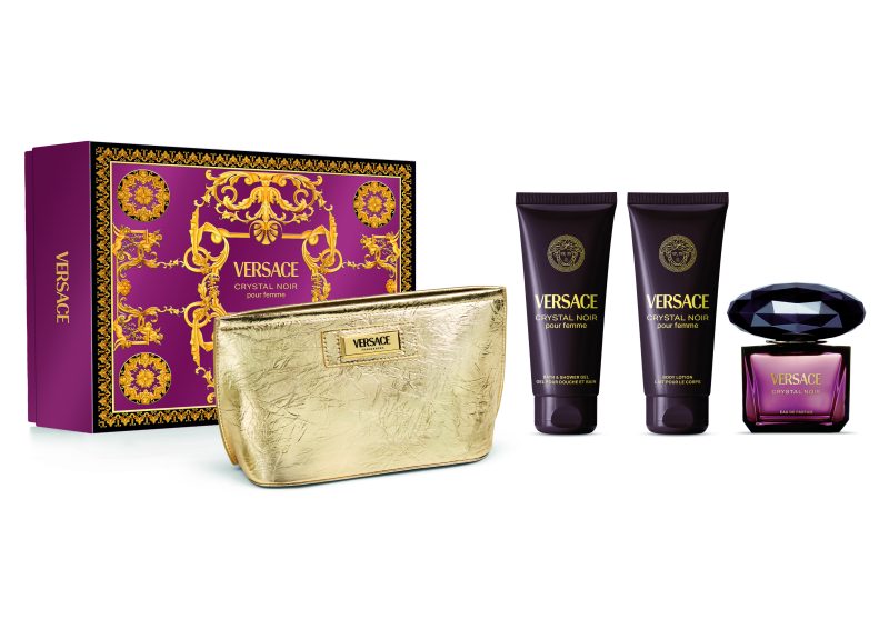 Versace Crystal Noir Eau de parfum 90ml + гел за туширање 100ml + лосион за тело 100ml + Versace fragrances несесер 1