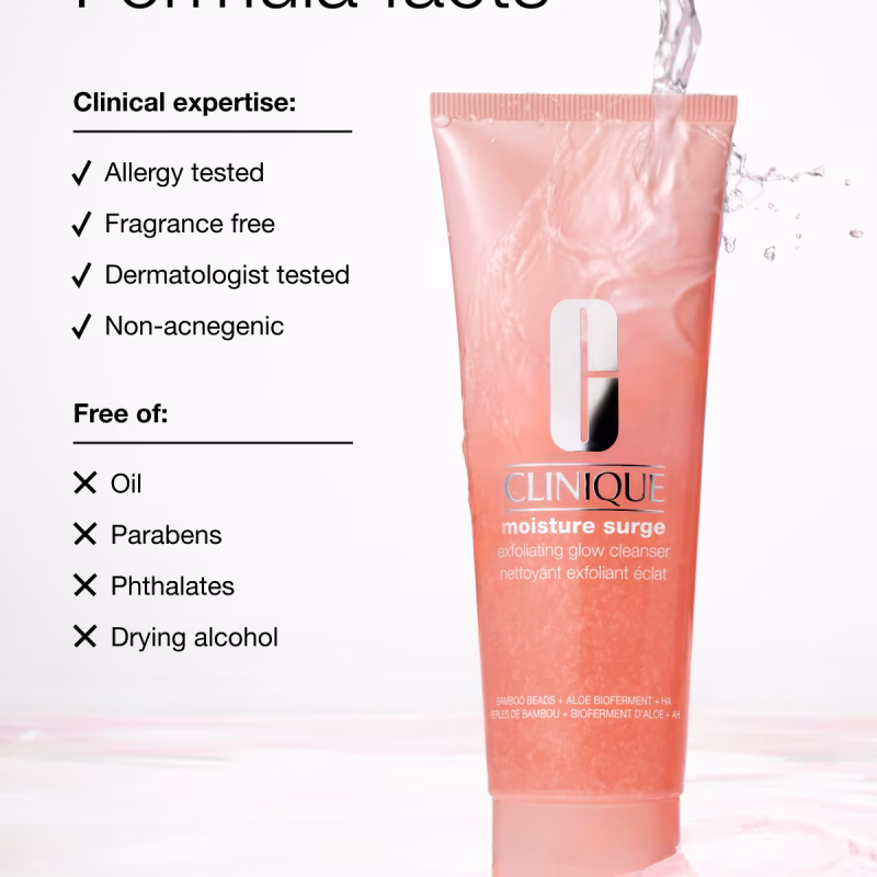Clinique Moisture Surge™ Exfoliating Glow Cleanser нежен чистач за лице за сите типови кожа 125ml - Image 5