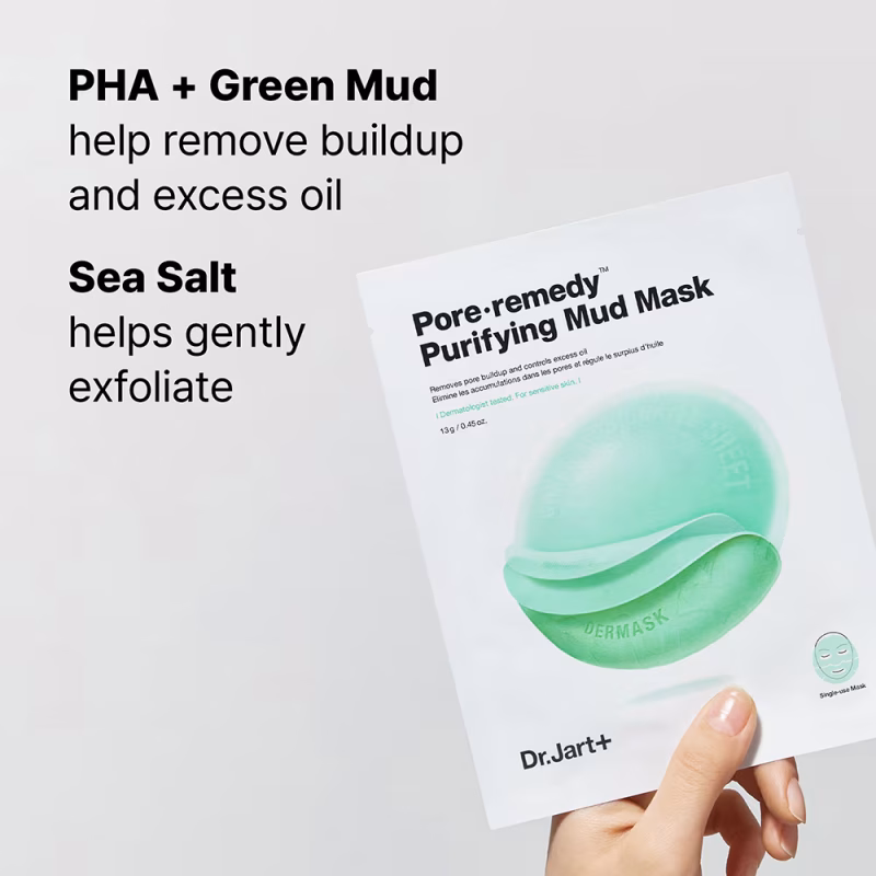Dr.Jart+ Pore·Remedy™ Purifying Mud Korean Face Mask прочистувачка лист маска со зелена кал 13g 4