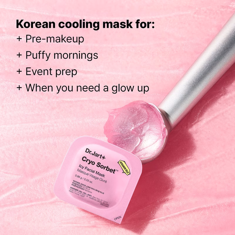 Dr.Jart+ Cryo Sorbet™ Icy Cooling Mask пакување од 4 маски за лице за видливо намалување на отеченоста 4g x 40g 8
